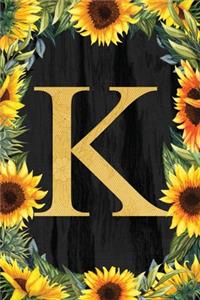K - Monogrammed Sunflower Journal