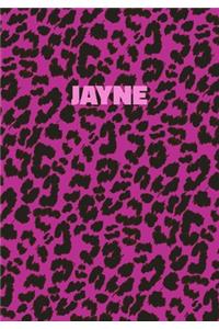 Jayne: Personalized Pink Leopard Print Notebook (Animal Skin Pattern). College Ruled (Lined) Journal for Notes, Diary, Journaling. Wild Cat Theme Design wi