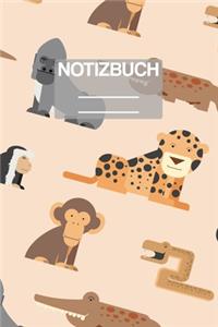Notizbuch A5 Muster Suesse Tiere Tiger Krokodil Schlange Affe