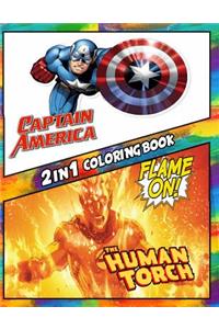 2 in 1 Coloring Book Captain America and The Human Torch