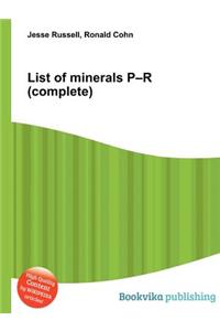 List of Minerals P-R (Complete)