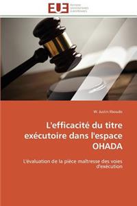 L'Efficacité Du Titre Exécutoire Dans l'Espace Ohada