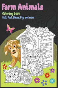 Farm Animals - Coloring Book - Bull, Foal, Sheep, Pig, and more