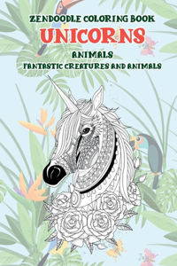 Zendoodle Coloring Book Fantastic Creatures and Animals - Animals - Unicorns