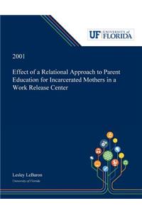 Effect of a Relational Approach to Parent Education for Incarcerated Mothers in a Work Release Center
