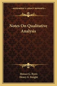 Notes On Qualitative Analysis