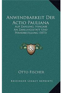 Anwendbarkeit Der Actio Pauliana