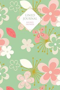 Green Floral Lined Journal