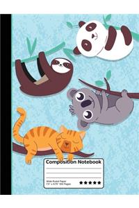 Hanging With My Friends Composition Notebook Kitty Koala Sloth and Panda
