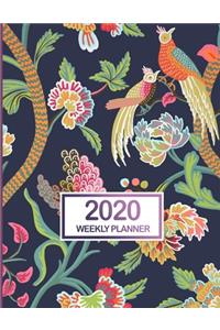 2020 Weekly Planner: January 2020 to December 2020 Weekly and Monthly Planner with One Year Daily Agenda Calendar, 12 Month Tropical Bird Navy Cover Organizer with Inspi