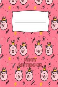 Piggy Notebook: Cute Pig Journal 6" x 9" 100 Pages Wide Ruled Line Paper