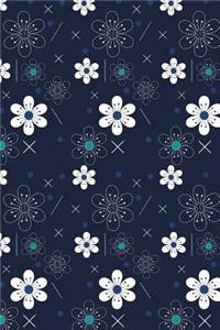 White Flowers on Navy Blue Journal