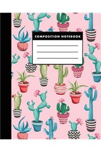 Composition Notebook: The Colorful Cactus Flower a Composition Notebook for Study: Size 8x10 Inches