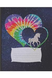 Pretty Cute Rainbow Heart Unicorn Lovers Blank Composition Notebook