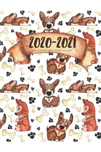 Daily Planner 2020-2021 Watercolor Dogs 15 Months Gratitude Hourly Appointment Calendar
