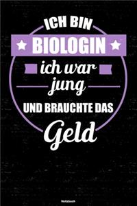 Ich bin Biologin ich war jung und brauchte das Geld Notizbuch