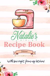 Natalie Personalized Blank Recipe Book/Journal for girls and women