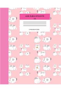 Wide Ruled Notebook Cat Composition Book