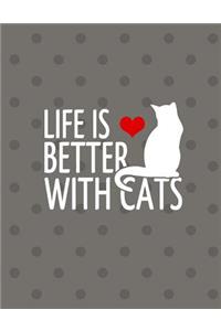 Life Is Better With Cats Notebook - 5x5 Quad Ruled: 8.5 x 11 - 200 Pages - Graph Paper - School Student Teacher Office