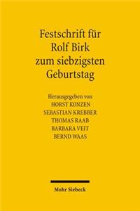 Festschrift Fur Rolf Birk Zum Siebzigsten Geburtstag