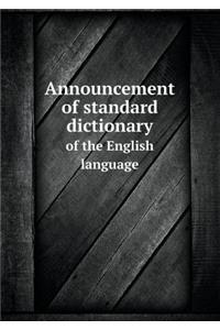 Announcement of Standard Dictionary of the English Language