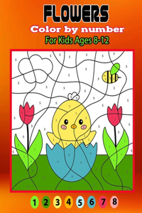 Flowers color by number for kids ages 8-12