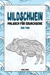 Malbuch für Erwachsene - Dicke Linien - Zen-Tier - Wildschwein