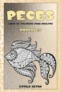 Libro de colorear para adultos - Estilo retro - Animales - Peces