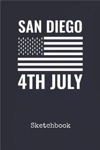 Sketchbook: San Diego California USA Blank Writing Journal Patriotic Stars & Stripes Red White & Blue Cover Daily Diaries for Journalists & Writers Note Taking 