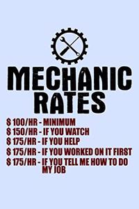 Mechanic Rates 100 HR Minimum 150 HR If You Watch 175 HR If You Help...