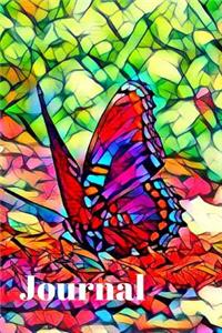 Pretty Teal Blue Red Orange Colorful Butterfly Lovers Pretty Blank Lined Journal for Daily Thoughts Notebook Diary for Women