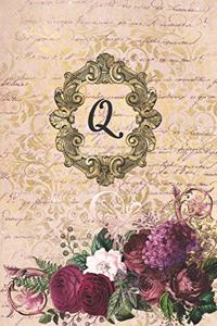 Simply Dots Dot Journal Notebook - Gilded Romance - Personalized Monogram Letter Q