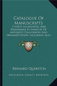 Catalogue of Manuscripts