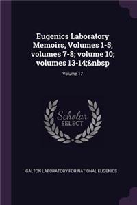 Eugenics Laboratory Memoirs, Volumes 1-5; volumes 7-8; volume 10; volumes 13-14; Volume 17