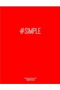 Notebook for Cornell Notes, 120 Numbered Pages, #SIMPLE, Red Cover