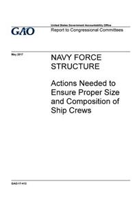 Navy force structure, actions needed to ensure proper size and composition of ship crews