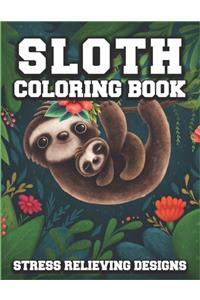 Sloth Coloring Book Stress Relieving Designs