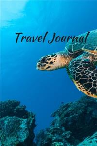 Travel Journal - 6x9 inch blank lined journal ocean turtle cover blue