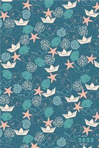 2023: Sea Shells Starfish Angel Fish Weekly Calendar Planner Organizer