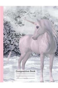 Majestic Winter Unicorn Wide Ruled Composition Notebook