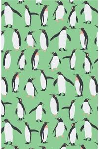 Journal Notebook Penguins in Snow Winter Pattern - Green