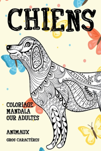 Coloriage Mandala pour adultes - Gros caractères - Animaux - Chiens
