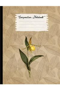 Composition Notebook: College Ruled Blank Lined Journals for School - Yellow Ladies Slipper