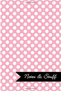 Notes & Stuff Lined Notebook With Pale Pink Polka Dot Pattern Cover