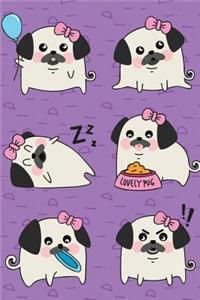 Journal Notebook For Dog Lovers Pug Life - Mauve