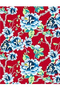 My Big Fat Bullet Journal Blue Tokyo Rose Pattern on Red