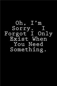 Oh, I'm Sorry. I Forgot I Only Exist When You Need Something.