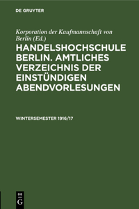 Amtliches Verzeichnis Der Einstündigen Abendvorlesungen