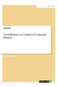 Crowdfinance in Context of Corporate Finance