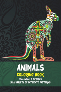 Animals - Coloring Book - 100 Animals designs in a variety of intricate patterns